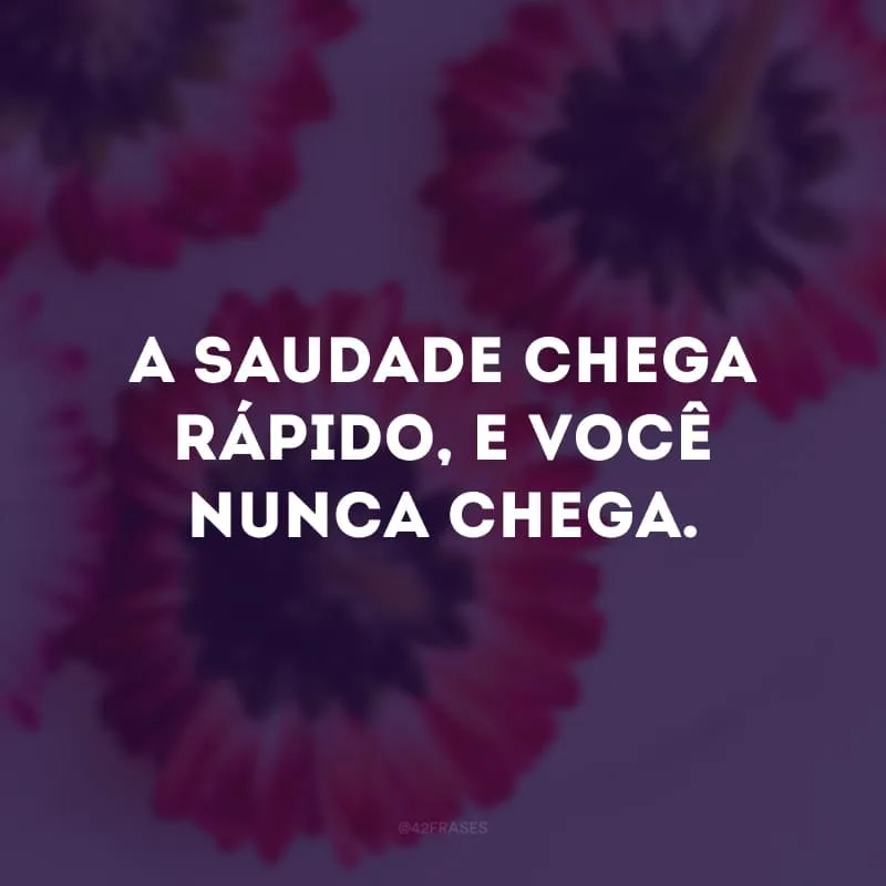 A saudade chega rápido, e você nunca chega. 