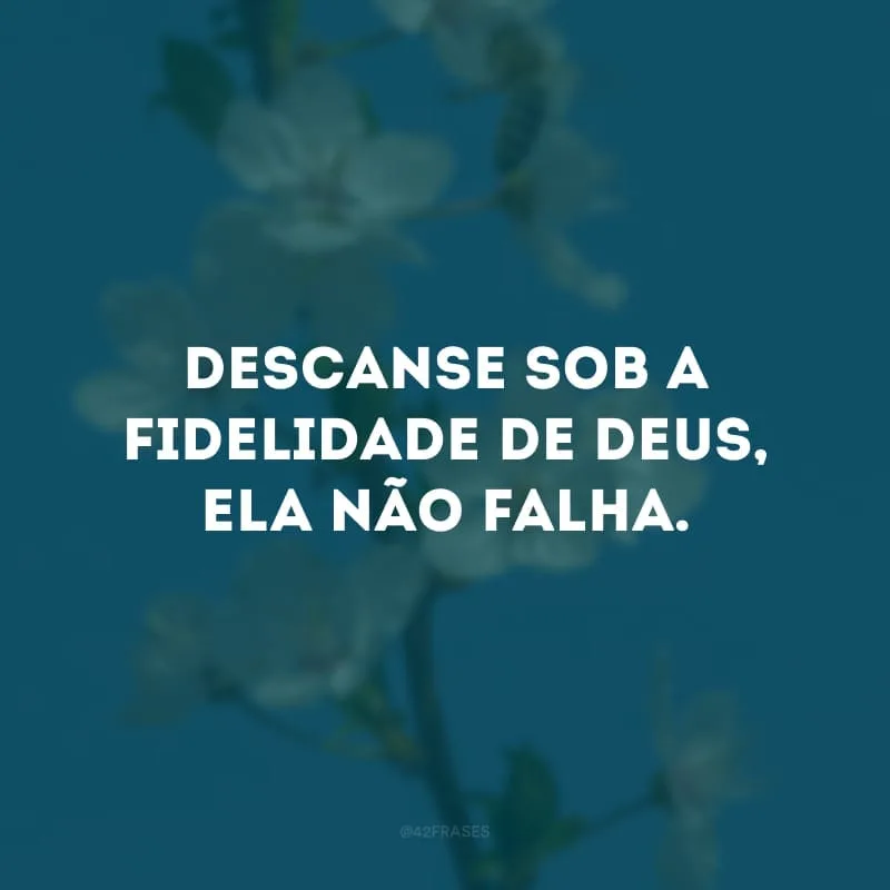 Descanse sob a fidelidade de Deus, ela não falha. 