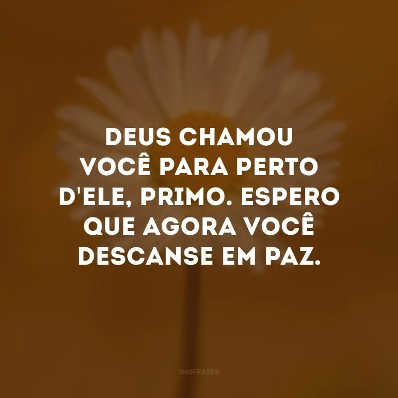 Deus chamou você para perto d\'Ele, primo. Espero que agora você descanse em paz. 
