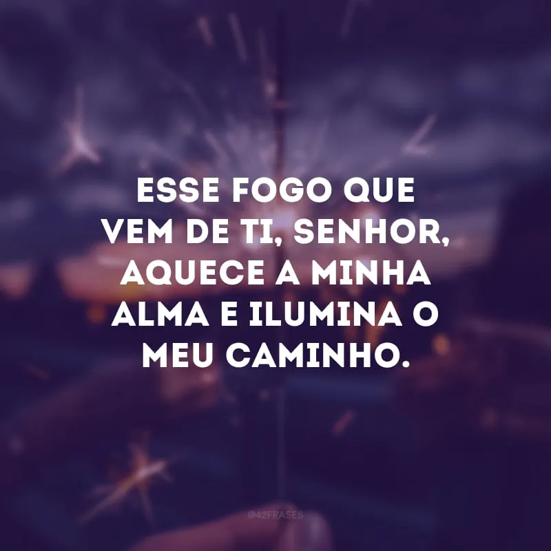 Esse fogo que vem de Ti, Senhor, aquece a minha alma e ilumina o meu caminho. 