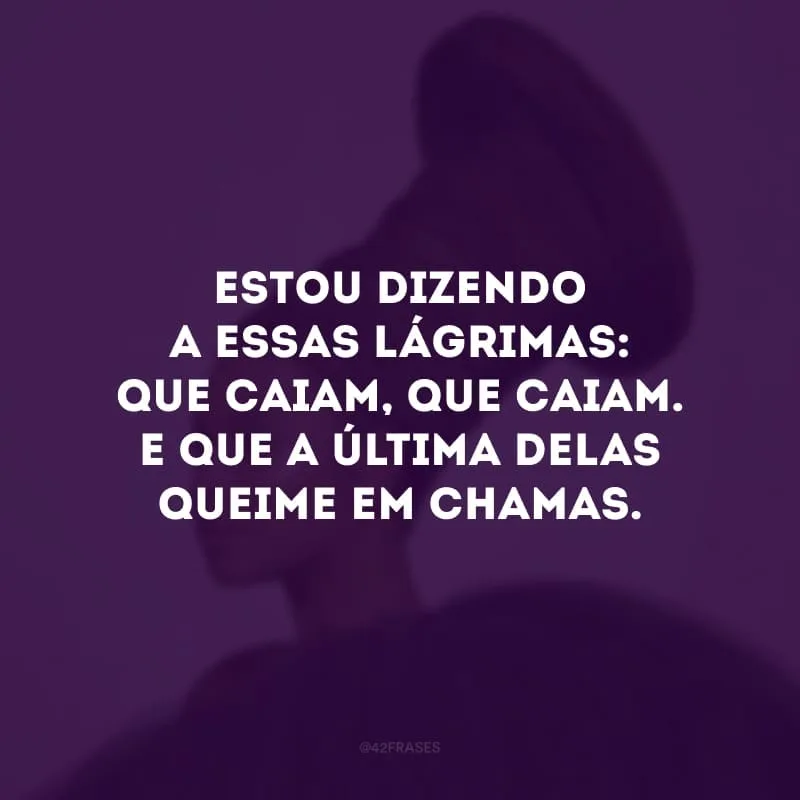 Estou dizendo a essas lágrimas: que caiam, que caiam. E que a última delas queime em chamas.
