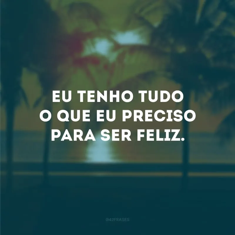 Eu tenho tudo o que eu preciso para ser feliz. 
