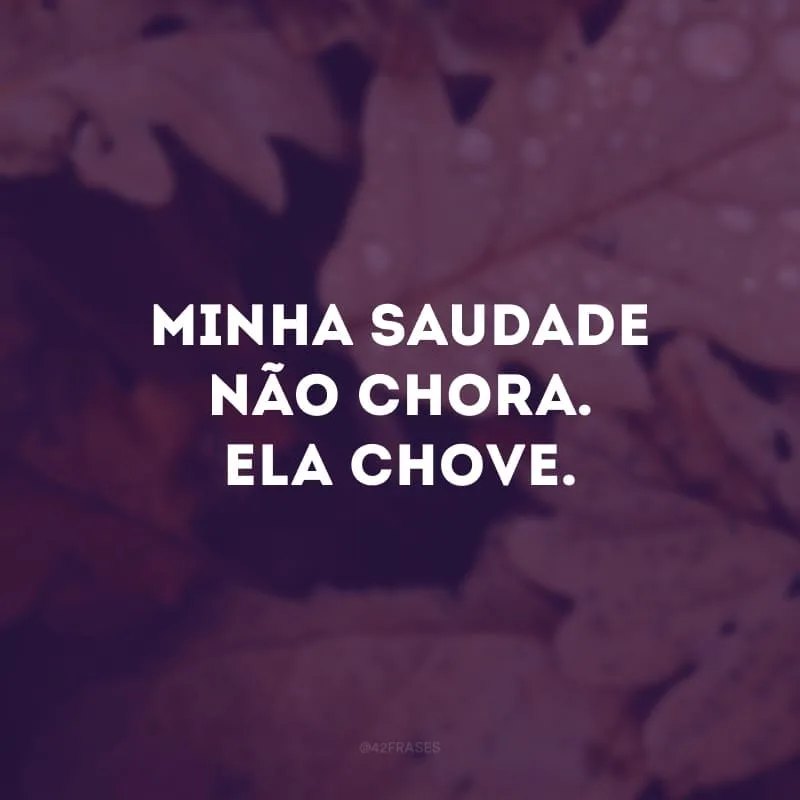 Minha saudade não chora. Ela chove. 