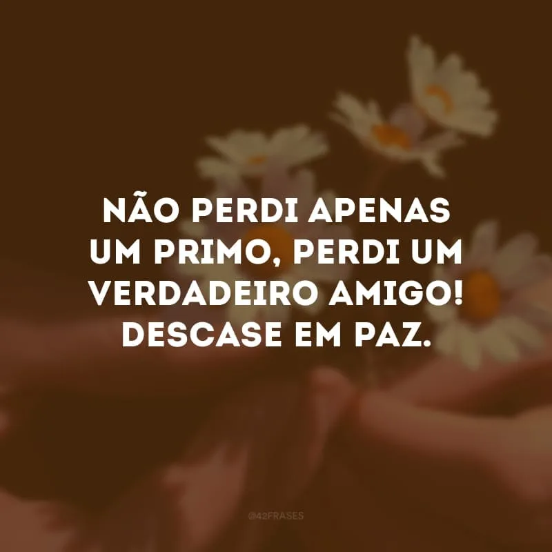 Não perdi apenas um primo, perdi um verdadeiro amigo! Descase em paz. 
