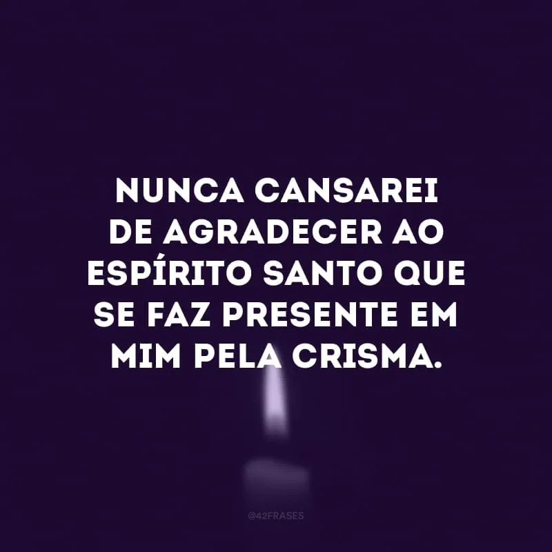 Nunca cansarei de agradecer ao Espírito Santo que se faz presente em mim pela crisma. 