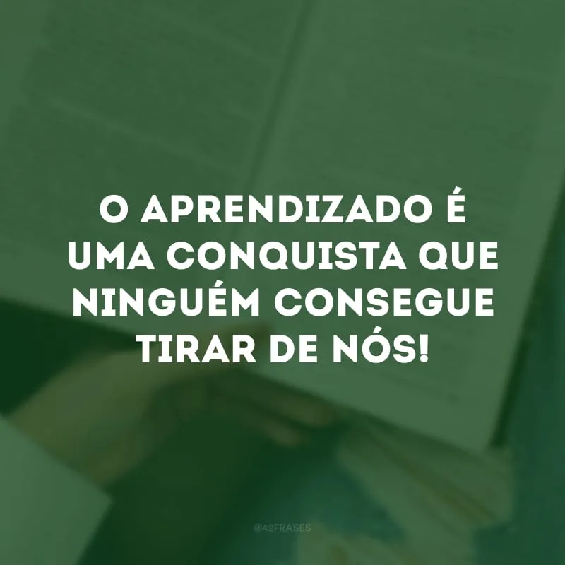 O aprendizado é uma conquista que ninguém consegue tirar de nós!
