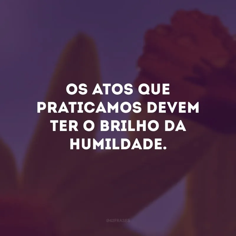 Os atos que praticamos devem ter o brilho da humildade.