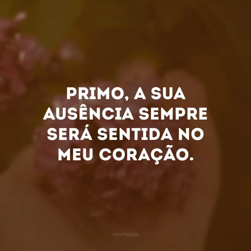 Primo, a sua ausência sempre será sentida no meu coração. 