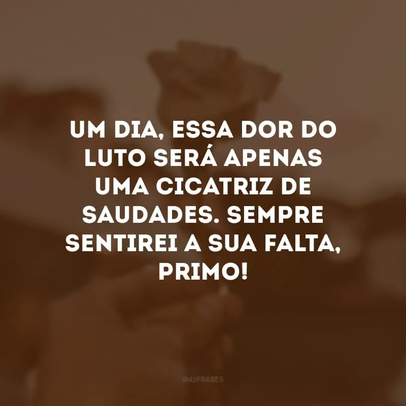 Um dia, essa dor do luto será apenas uma cicatriz de saudades. Sempre sentirei a sua falta, primo! 
