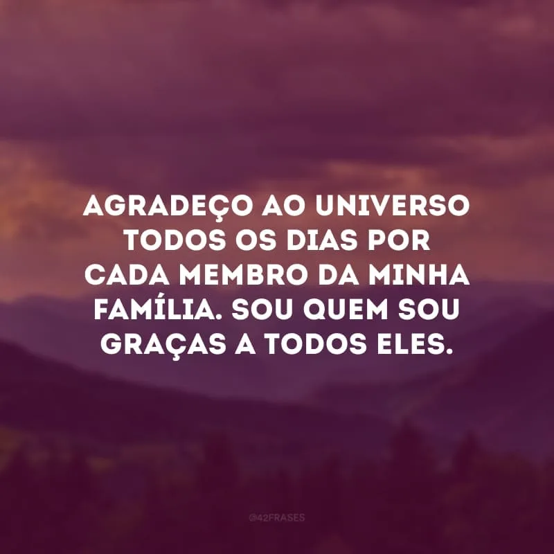 Agradeço ao universo todos os dias por cada membro da minha família. Sou quem sou graças a todos eles. 