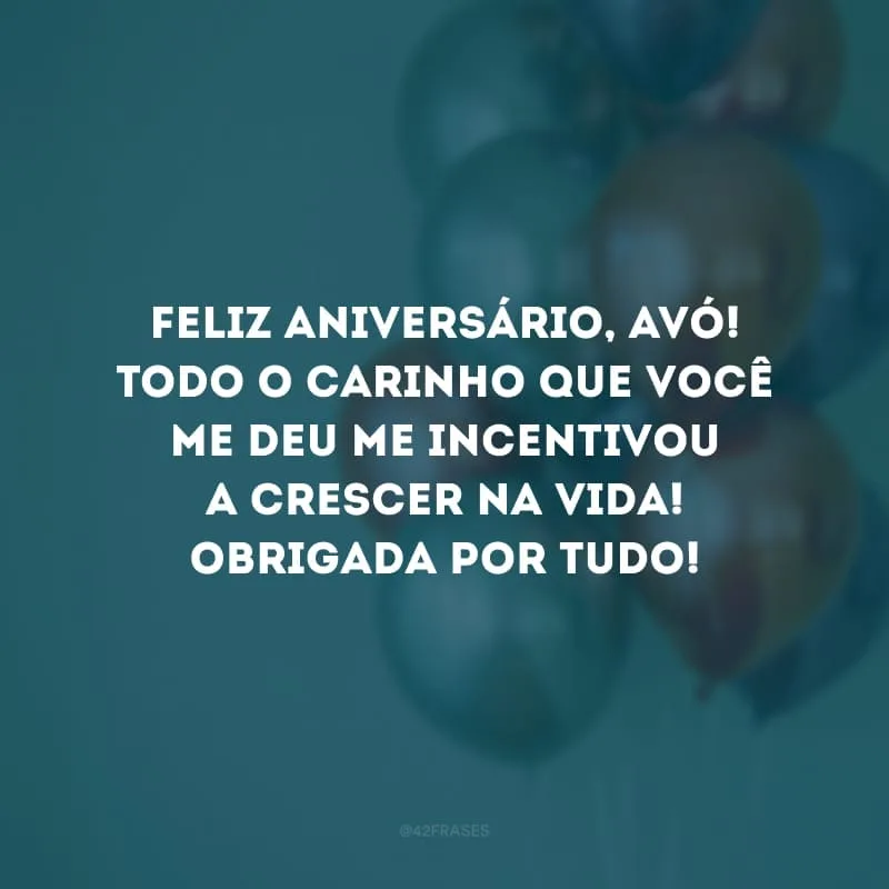 Feliz aniversário, avó! Todo o carinho que você me deu me incentivou a crescer na vida! Obrigada por tudo!
