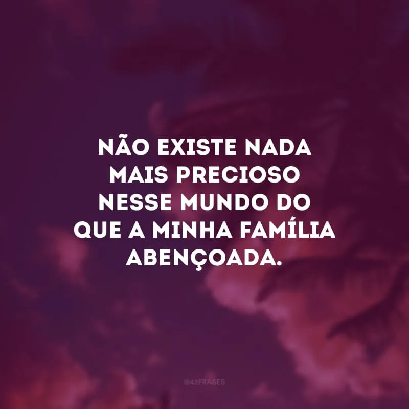 Não existe nada mais precioso nesse mundo do que a minha família abençoada. 