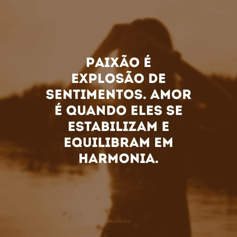 Paixão é explosão de sentimentos. Amor é quando eles se estabilizam e equilibram em harmonia.
