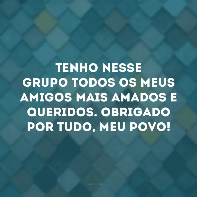Tenho nesse grupo todos os meus amigos mais amados e queridos. Obrigado por tudo, meu povo! 