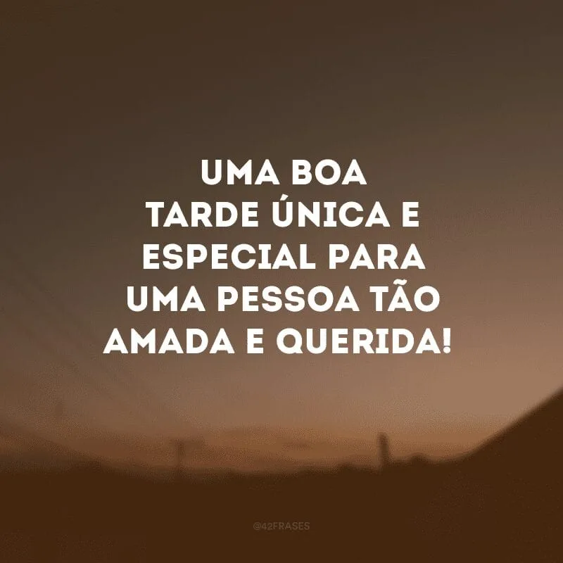 Uma boa tarde única e especial para uma pessoa tão amada e querida!
