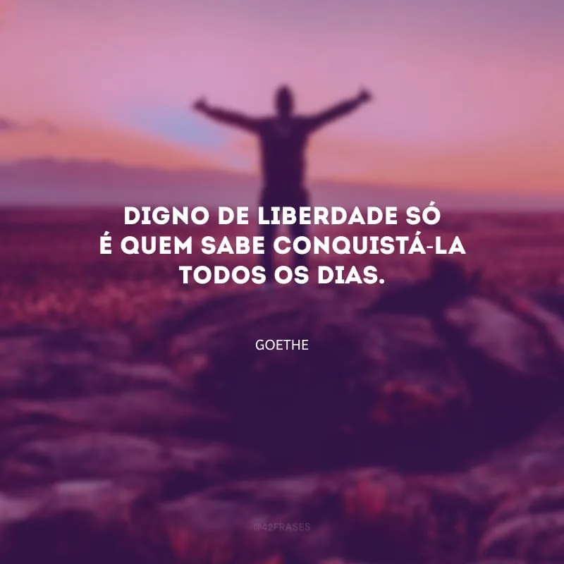 Digno de liberdade só é quem sabe conquistá-la todos os dias.