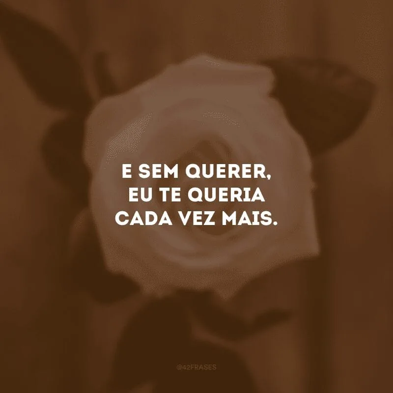 E sem querer, eu te queria cada vez mais. 