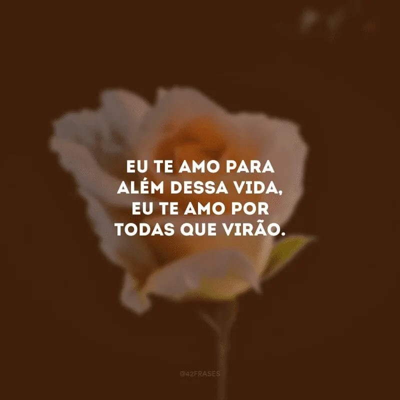 Eu te amo para além dessa vida, eu te amo por todas que virão. 