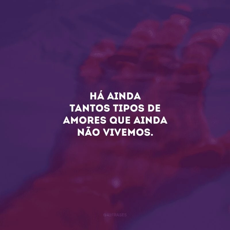 Há ainda tantos tipos de amores que ainda não vivemos. 