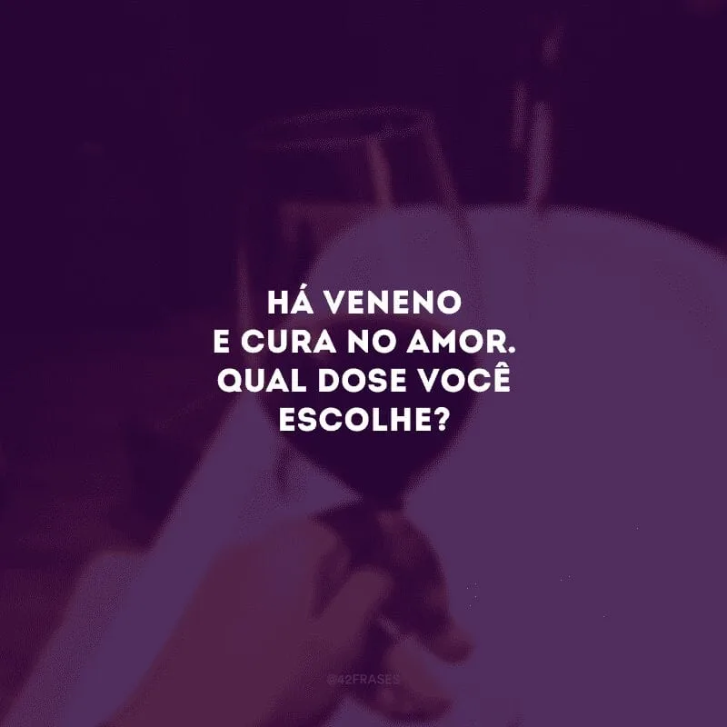 Há veneno e cura no amor. Qual dose você escolhe? 
