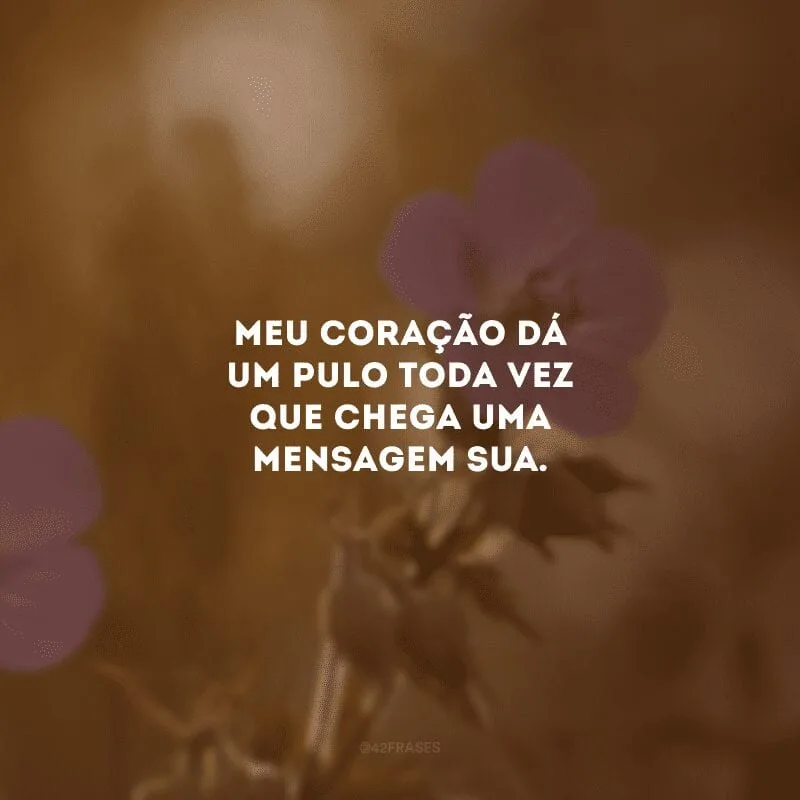 Meu coração dá um pulo toda vez que chega uma mensagem sua. 