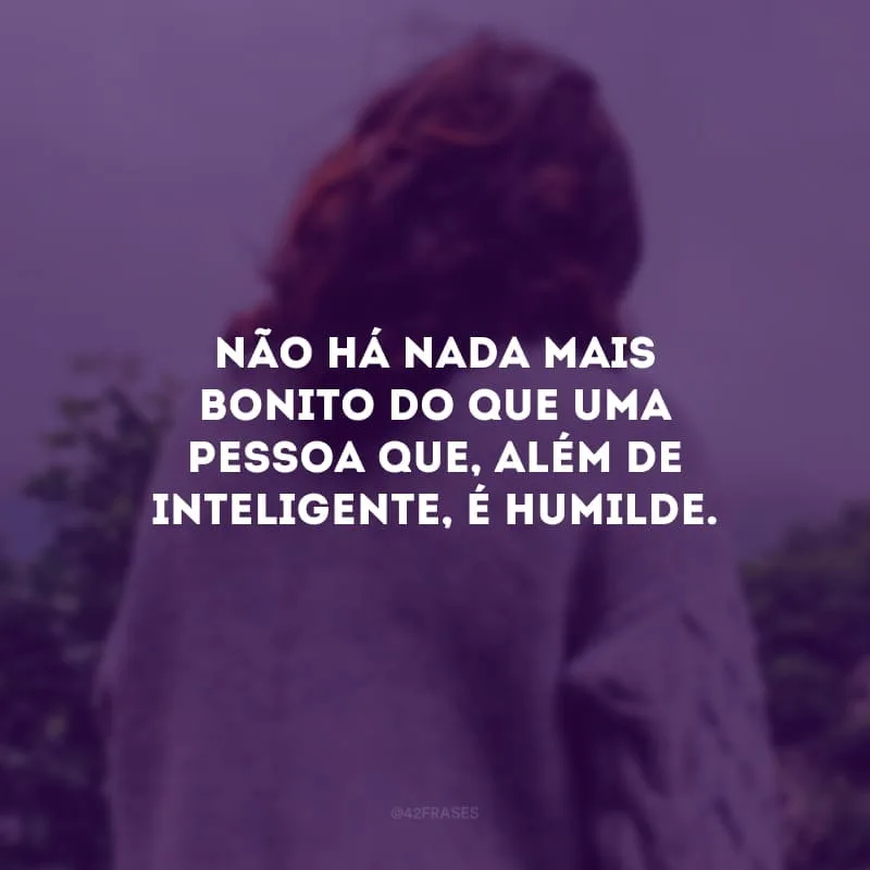 Não há nada mais bonito do que uma pessoa que, além de inteligente, é humilde.
