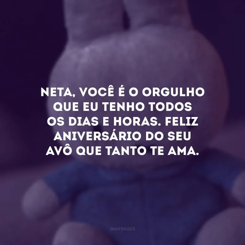 Neta, você é o orgulho que eu tenho todos os dias e horas. Feliz aniversário do seu avô que tanto te ama.

