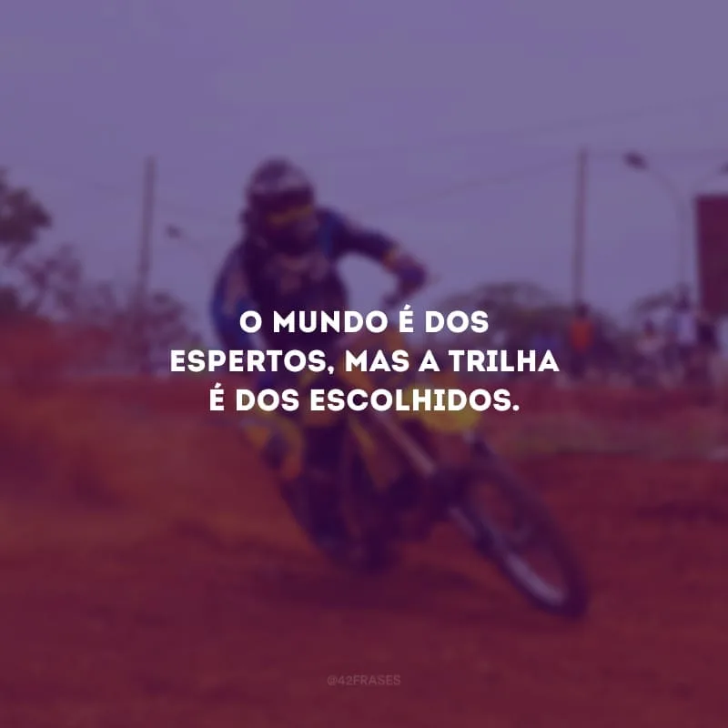 O mundo é dos espertos, mas a trilha é dos escolhidos.