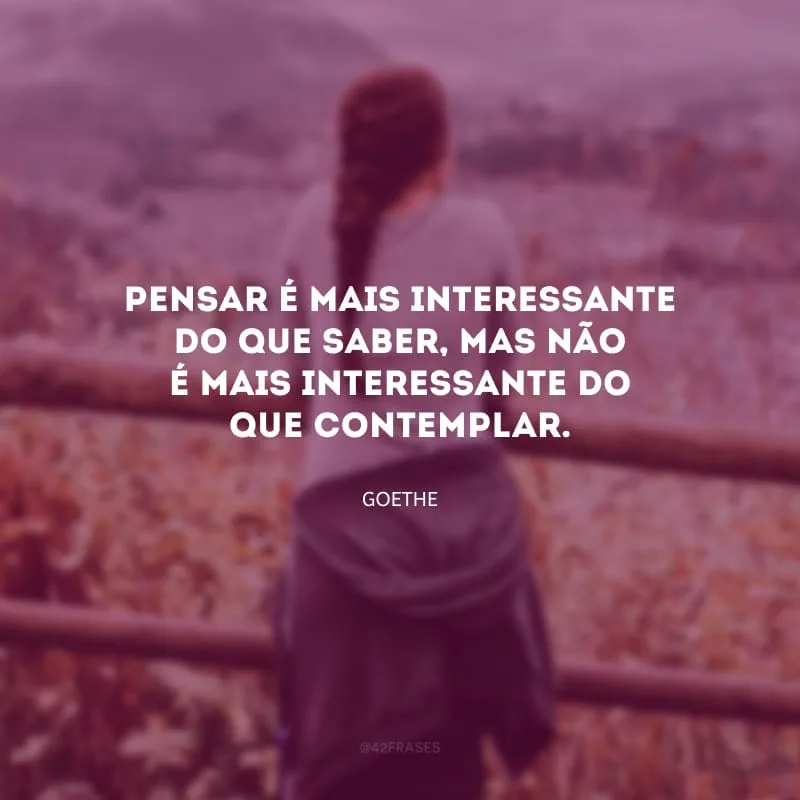 Pensar é mais interessante do que saber, mas não é mais interessante do que contemplar.