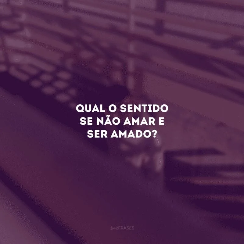 Qual o sentido se não amar e ser amado? 