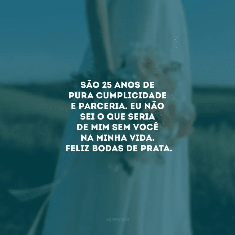 São 25 anos de pura cumplicidade e parceria. Eu não sei o que seria de mim sem você na minha vida. Feliz bodas de prata. 