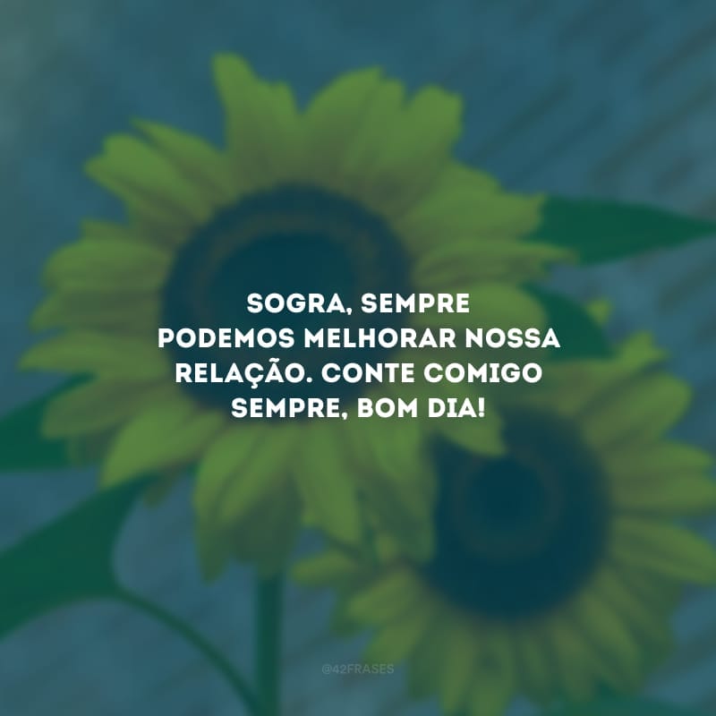 Sogra, sempre podemos melhorar nossa relação. Conte comigo sempre, bom dia!