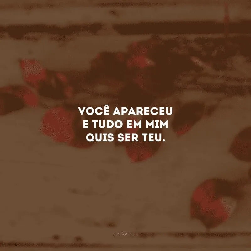 Você apareceu e tudo em mim quis ser teu. 