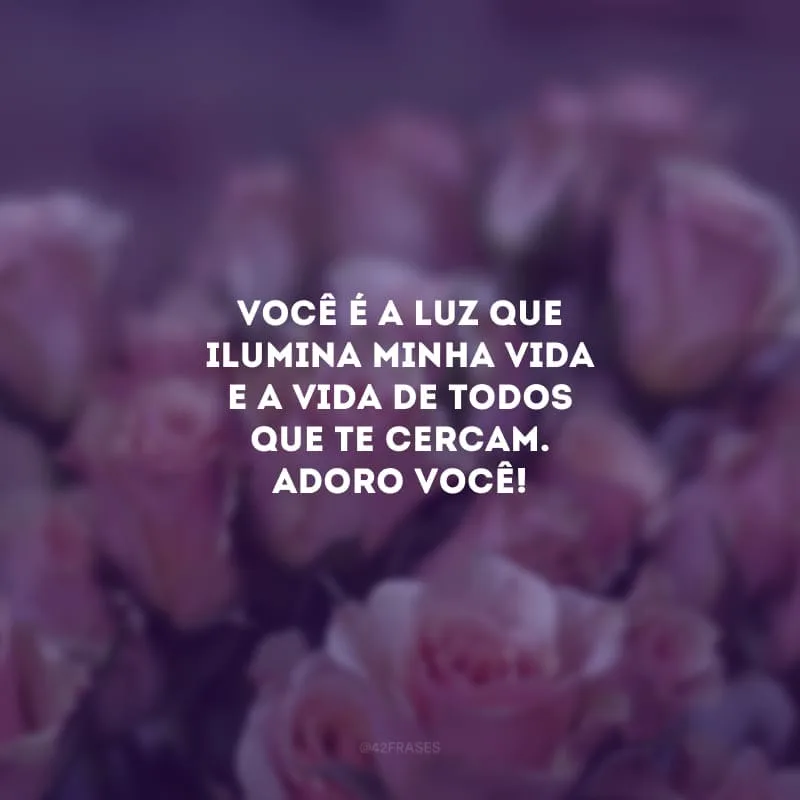 Você é a luz que ilumina minha vida e a vida de todos que te cercam. Adoro você!