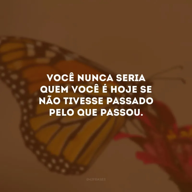 Você nunca seria quem você é hoje se não tivesse passado pelo que passou. 