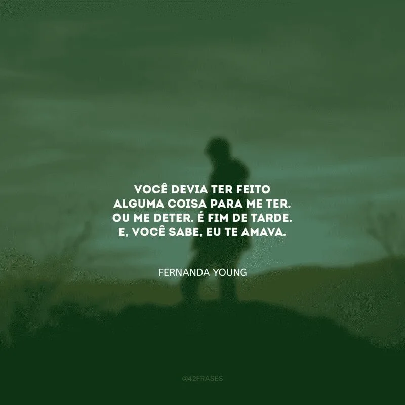 Você devia ter feito alguma coisa para me ter. Ou me deter. É fim de tarde. E, você sabe, eu te amava.