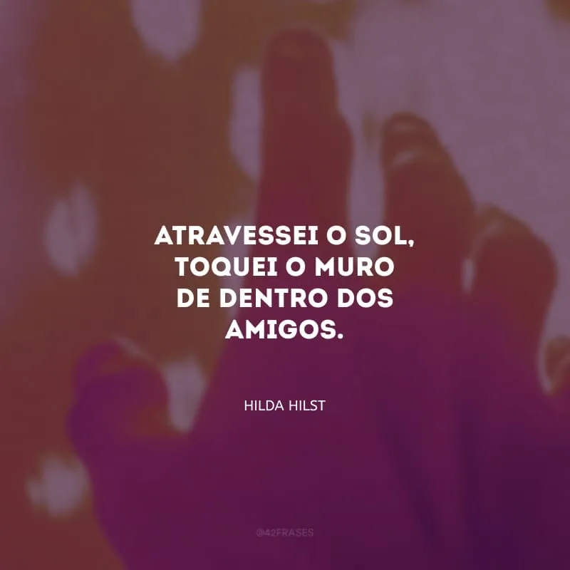 Atravessei o sol, toquei o muro de dentro dos amigos.