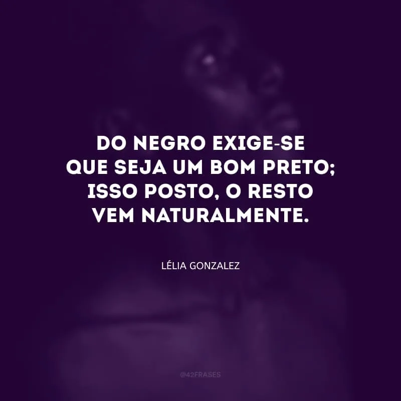 Do negro exige-se que seja um bom preto; isso posto, o resto vem naturalmente.