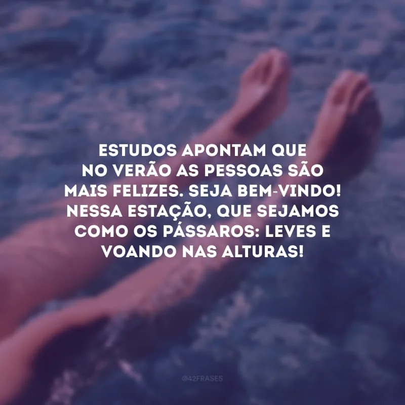 Estudos apontam que no verão as pessoas são mais felizes. Seja bem-vindo! Nessa estação, que sejamos como os pássaros: leves e voando nas alturas!
