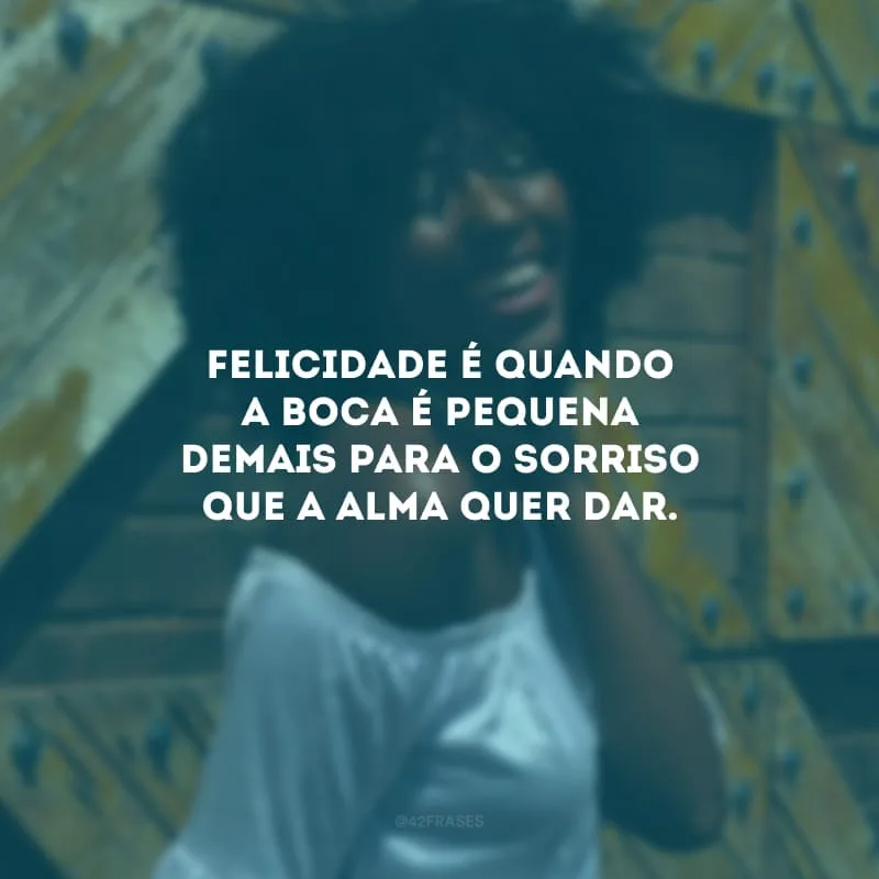 Felicidade é quando a boca é pequena demais para o sorriso que a alma quer dar. 
