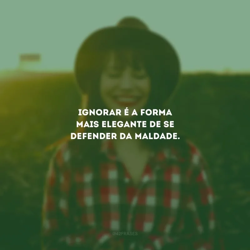 Ignorar é a forma mais elegante de se defender da maldade. 