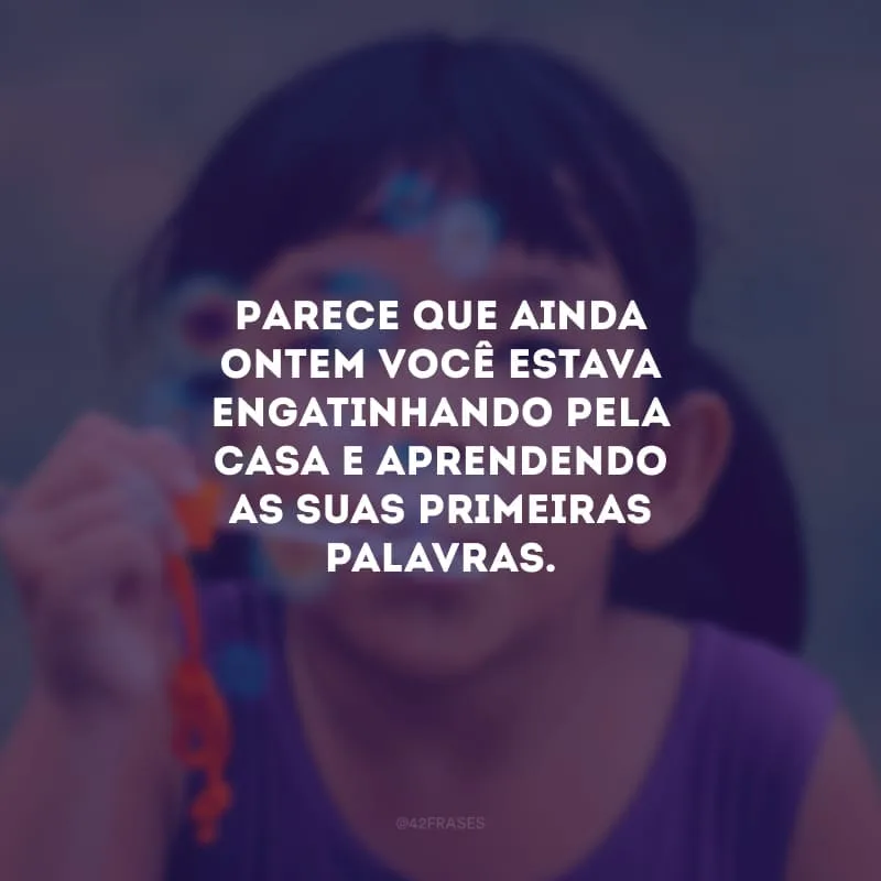 Parece que ainda ontem você estava engatinhando pela casa e aprendendo as suas primeiras palavras. O tempo voa, mas o amor que sinto por você nunca se esgota. Quero estar presente em cada fase do seu crescimento.