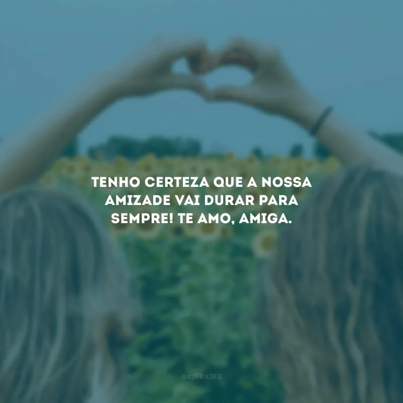 Tenho certeza que a nossa amizade vai durar para sempre! Te amo, amiga.