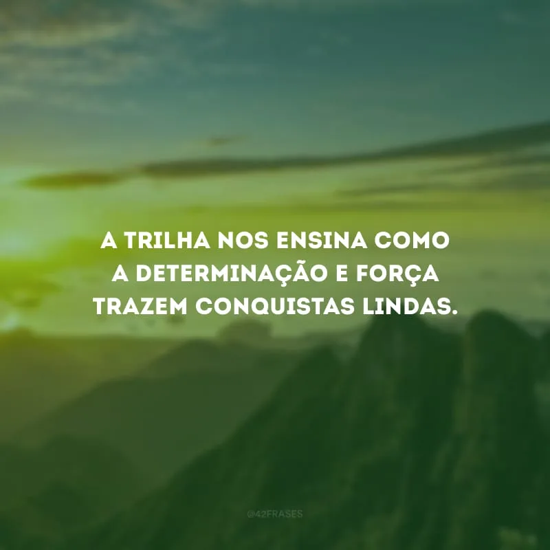 A trilha nos ensina como a determinação e força trazem conquistas lindas.