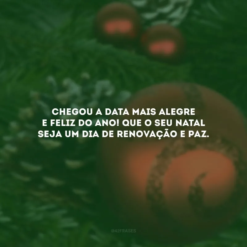 Chegou a data mais alegre e feliz do ano! Que o seu Natal seja um dia de renovação e paz. 