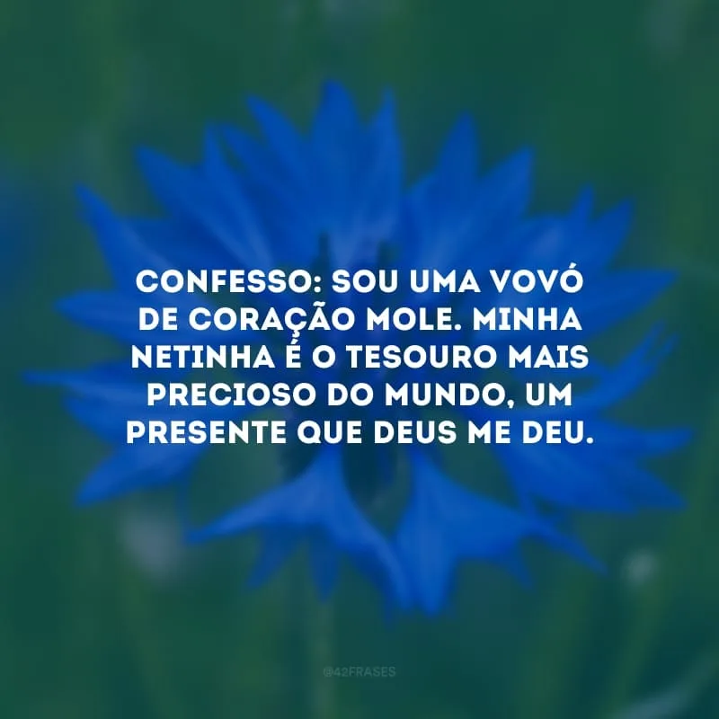 Confesso: sou uma vovó de coração mole. Minha netinha é o tesouro mais precioso do mundo, um presente que Deus me deu.