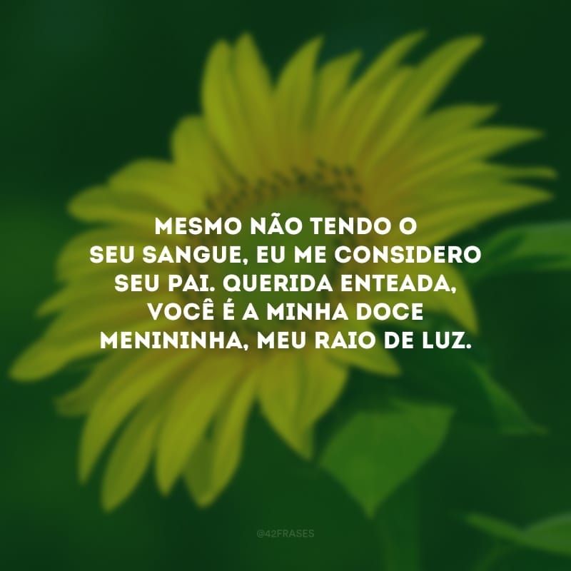 Mesmo não tendo o seu sangue, eu me considero seu pai. Querida enteada, você é a minha doce menininha, meu raio de luz.