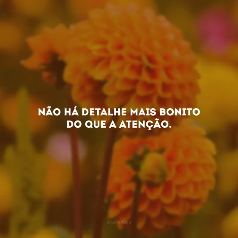 Não há detalhe mais bonito do que a atenção.