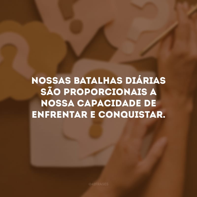 Nossas batalhas diárias são proporcionais a nossa capacidade de enfrentar e conquistar.
