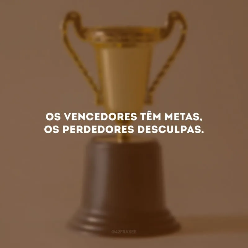 Os vencedores têm metas, os perdedores desculpas. 